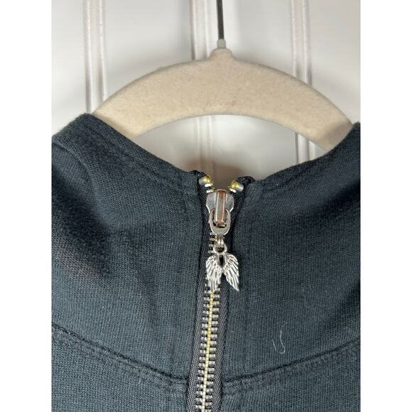 Victoria's Secret Black Angel Wing Sequin Hoodie Zip Up Sweatshirt size XS - Picture 4 of 14